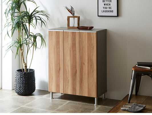 シューズボックス ロータイプ 幅75cm 国産 完成品 奥深 靴箱 下駄箱 シューズラック 玄関 収納 大川家具 おしゃれ 北欧 玄関収納(代引不可)