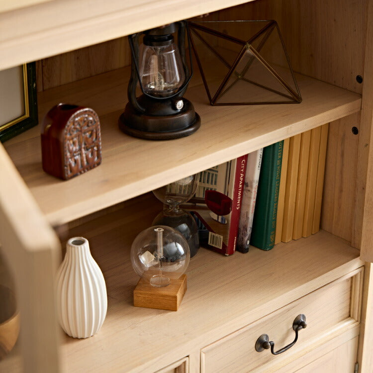 キャビネット 幅85cm 完成品 ハイキャビネット 木製 棚 収納 チェスト リビングボード ナチュラル ミンディ 無垢材 大容量 インテリア おしゃれ 北欧 リビング ダイニング 収納家具(代引不可)