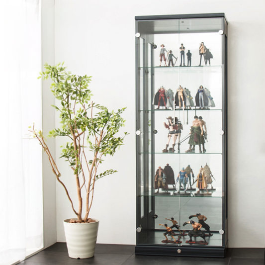 サラ60 ロータイプ コレクションラック フィギュアケース コレクションケース コレクションボード 幅60cm 高さ160cm 奥行30cm 木製 ホワイト ブラック ブラウン キュリオケース 飾り棚 ガラス棚 (代引不可)
