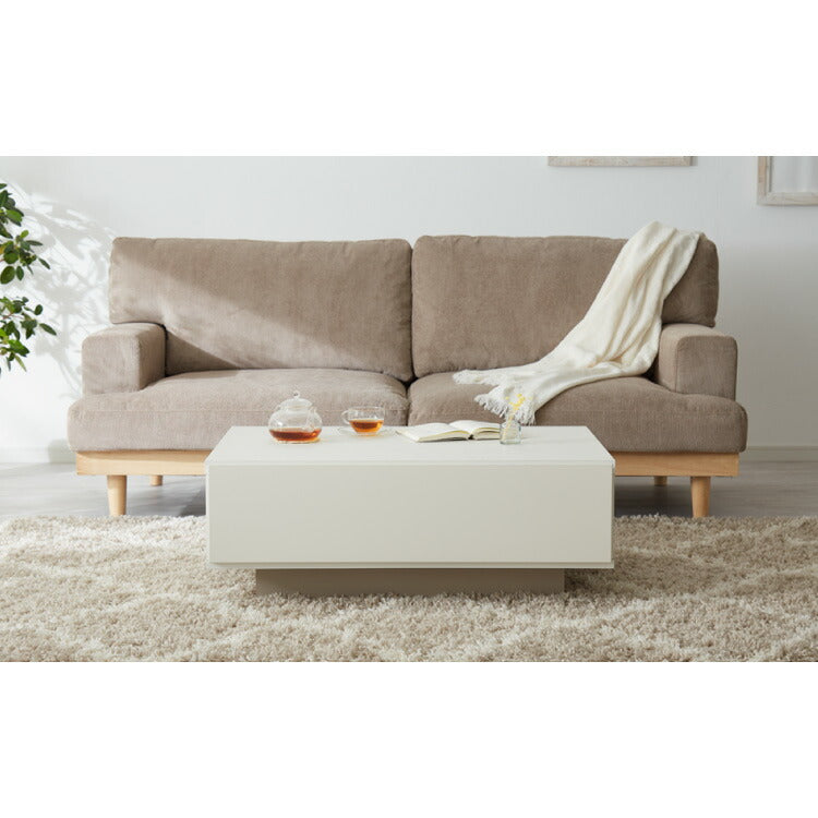 センターテーブル 幅90cm 日本製 国産家具 大川家具 完成品 ホワイト グレージュ 大容量 リビング ローテーブル リビングテーブル 収納 引き出し おしゃれ ナチュラル モダン インテリア ローデスク(代引不可)