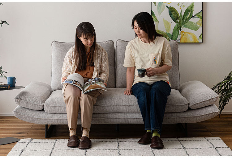 ソファ リクライニング ローソファー 3人掛け おしゃれ モダン シンプル ロータイプ ワイド 広い 広め スタンダード ゆったり ダークグレー(代引不可)