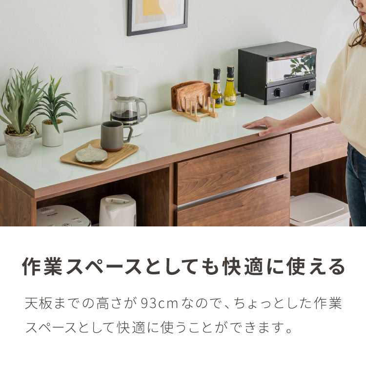 キッチンカウンター 180 幅180 高さ93 オープンスライド ダストボックス ゴミ箱 完成品 国産 開梱設置無料 日本製 レンジ台 カウンター テーブル 食器棚 キッチンボード(代引不可)【送料無料】