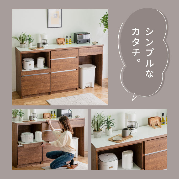 キッチンカウンター 180 幅180 高さ93 オープンスライド ダストボックス ゴミ箱 完成品 国産 開梱設置無料 日本製 レンジ台 カウンター テーブル 食器棚 キッチンボード(代引不可)【送料無料】