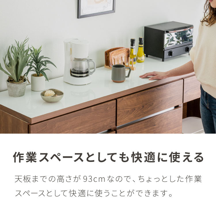 キッチンカウンター 180 幅180 高さ93 引き出し7杯 オープンスライド 完成品 国産 開梱設置無料 日本製 レンジ台 カウンター テーブル 食器棚 キッチンボード 引き出し(代引不可)【送料無料】