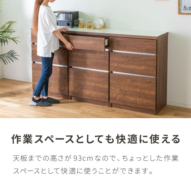 キッチンカウンター 180 幅180 高さ93 引き出し9杯 オープンスライド 完成品 国産 開梱設置無料 日本製 レンジ台 カウンター テーブル 食器棚 キッチンボード 引き出し(代引不可)【送料無料】