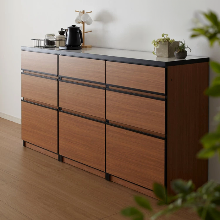 キッチンカウンター 180 完成品 FRON180 引き出し収納×3 間仕切り 背面 キッチンカウンター 180 完成品 FRON180 引き出し収納×3 間仕切り 背面