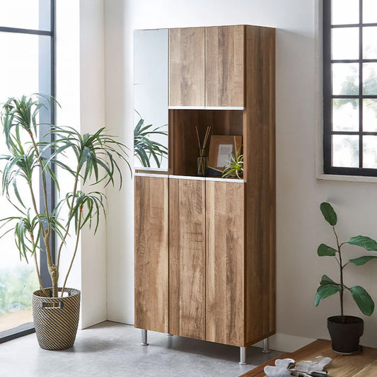 シューズボックス ハイタイプ ミラー付き 【国産 大川家具 完成品】 幅75cm 高さ175cm 奥行35cm 靴箱 シューズラック 玄関 収納 完成品 下駄箱 玄関収納 シューズラック 日本製(代引不可)