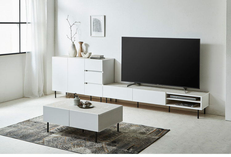 センターテーブル 幅90cm テーブル 日本製 大川家具 完成品 ビビ 収納家具 大容量 国産家具 引出し リビングボード ローボード リビング 収納 棚 石目調 モダン(代引不可)