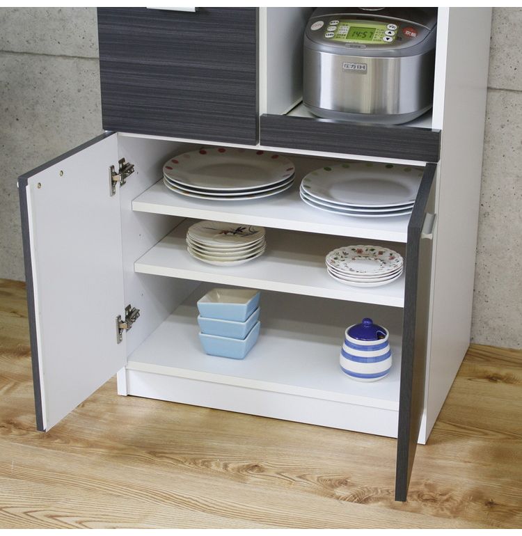 レンジ台 幅60 完成品 国産 大川家具 5キロ米びつ付き 食器棚 スライドカウンター 2口コンセント 引き出し 扉収納 レンジラック レンジボード キッチンボード カップボード(代引不可)【送料無料】