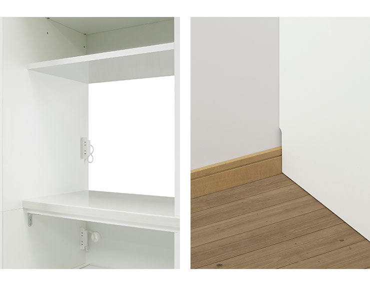 食器棚 完成品 引き戸 幅180cm 高さ200cm 開梱設置無料 ガラス スライド扉 コンセント付き キッチン シンプル キッチン収納 収納 キッチンボード レンジ台 飛散防止フィルム ホワイト ブラック (代引不可)