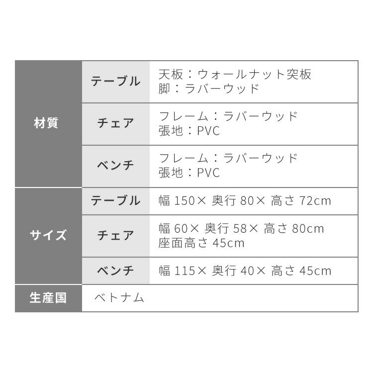 ダイニングセット 150×80cm 4点セット ベンチ チェア チェア2脚 テーブル 棚付き 天然木 ダイニング リビング ブラック シンプル おしゃれ コーディネート ダイニングチェア ダイニングテーブル(代引不可)