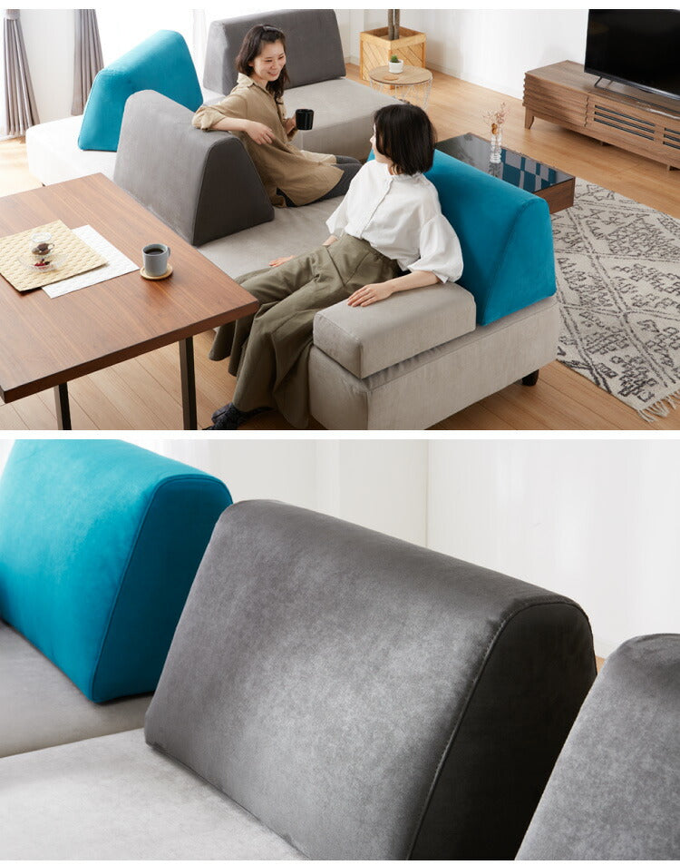 ソファ 背もたれ クッション 単品 背面クッション アイランドソファ用 背クッション ファブリック グレー ブルー 背中 三角(代引不可)