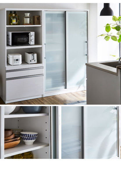 食器棚 完成品 引き戸 幅100cm 【開梱設置付き】 大川家具 日本製 大容量 スリム キッチンボード カップボード キッチン収納 ガラス扉 飛散防止 ミストガラス 汚れに強い クリーンイーゴスシート 耐汚(代引不可)