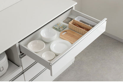 食器棚 幅120cm 完成品 120 キッチンカウンター 日本製 国産 大川家具 カウンター レンジ台 家電収納 モイス MOISS キッチンボード 石目調 ホワイト 木目調 ソフトクローズ 収納 キッチン収納(代引不可)
