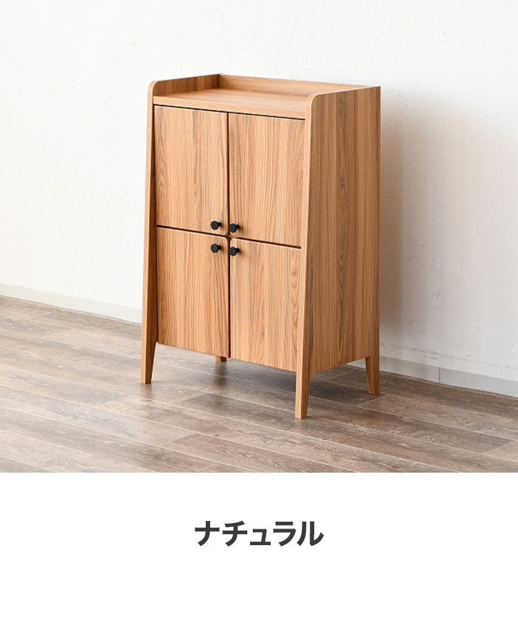 キャビネット 木製 完成品 脚付き 幅約60cm スリム 扉付き スクエアキャビネット サイドボード リビングボード 本棚 書棚 収納棚 寝室 北欧 モダン カフェ風 レトロ おしゃれ ナチュラル ブラウン(代引不可)