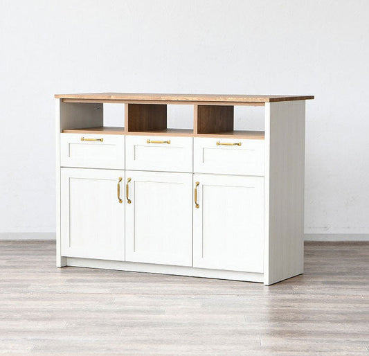 食器棚 キッチンカウンター 幅120cm 奥行55cm 高さ90cm レンジ台 カウンター キッチンボード 引き出し 大容量 収納 収納家具 シンプル コンパクト かわいい スライド おしゃれ インテリア(代引不可)