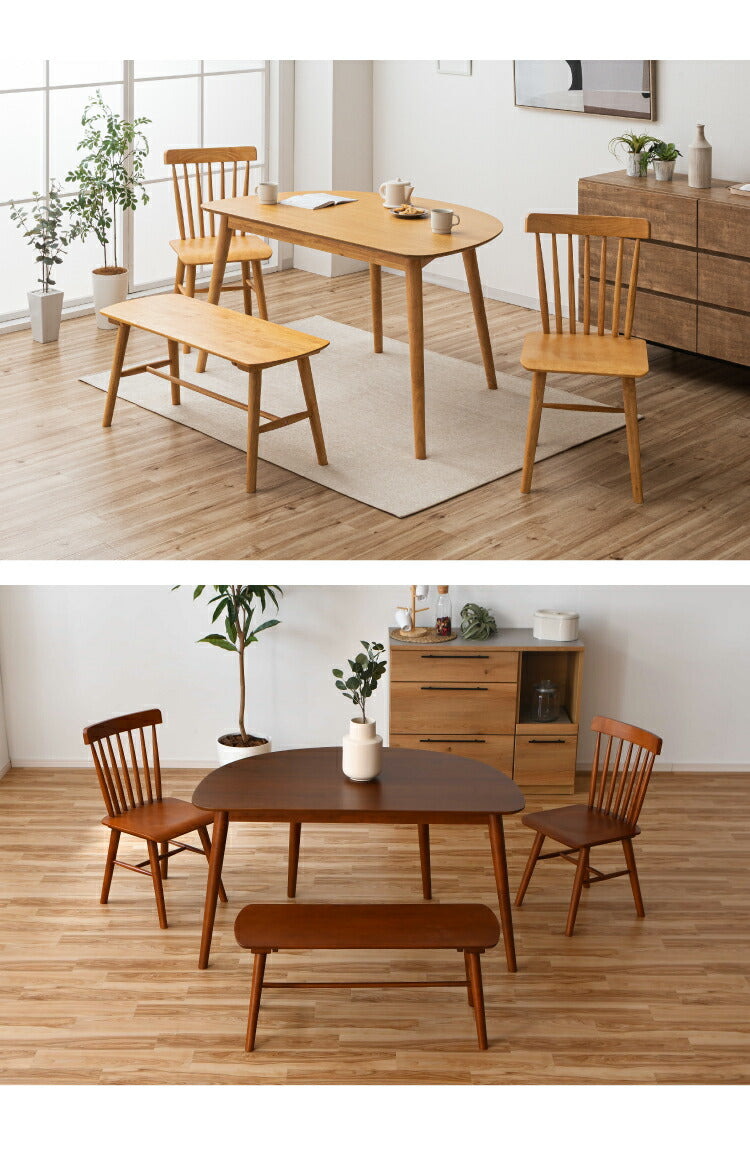 ダイニングテーブルセット 4点 4人用 半円 130cm ベンチ チェア2脚 おしゃれ 北欧 木製 オーク 無垢 ダイニングセット ダイニングテーブル チェア 椅子 壁付け カフェ モダン 組立簡単 インテリア(代引不可)