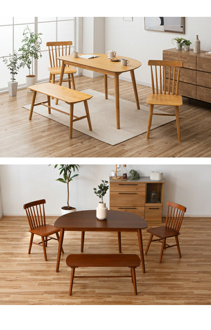 ダイニングテーブルセット 4点 4人用 半円 130cm ベンチ チェア2脚 おしゃれ 北欧 木製 オーク 無垢 ダイニングセット ダイニングテーブル チェア 椅子 壁付け カフェ モダン 組立簡単 インテリア(代引不可)