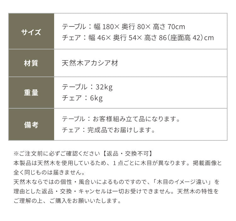 ダイニングテーブルセット 【開梱設置無料】 6人掛け 7点セット 幅180cm ダイニングセット ダイニングテーブル ダイニングチェア 6脚 天然木 アカシア ろくろ脚 おしゃれ ヴィンテージ アンティーク(代引不可)