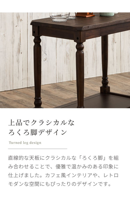 キッチンワゴン キャスター付き 幅80cm 単品 天然木 アカシア ろくろ脚 木製 サイドワゴン カート 作業台 収納 引き出し コンソールテーブル おしゃれ ヴィンテージ アンティーク カフェ風 ブラウン(代引不可)
