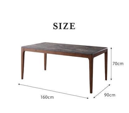 ダイニングテーブル 4人掛け 大理石調 幅160 テーブル モダン 耐熱 大理石調ダイニングテーブル 食卓テーブル ブラウン 木製 長方形(代引不可)