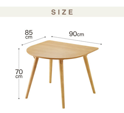 省スペース 半円ダイニングテーブル 幅90 北欧 ダイニング テーブル 壁付け 円形 半円テーブル 丸テーブル 楕円 2人用 3人用 食卓 カウンター 壁付けテーブル 天然木 木製 オーク材(代引不可)