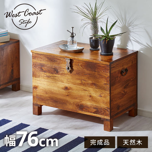 西海岸風 トランクボックス 木箱 幅76cm トランクBOX 木製 大容量収納 大型収納 衣服収納 物置き 玄関 リビング コンテナボックス 蓋付き アンティーク 収納木箱 箱 おしゃれ オシャレ お洒落 新生活(代引不可)