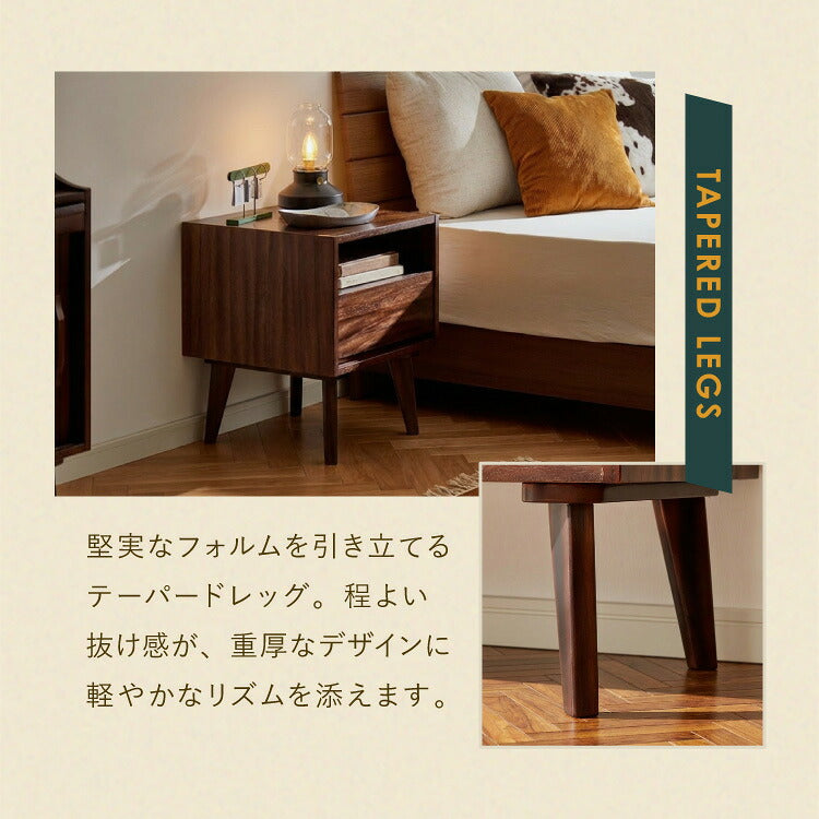 ベッドサイドテーブル サイドチェスト 幅40cm 引き出し モンキーポッド