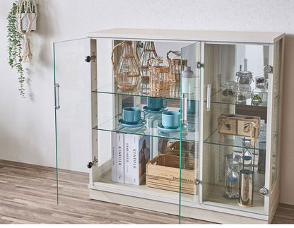 チャーム90 コレクションラック 完成品 幅90cm 高さ86cm 奥行35cm フィギュアケース コレクションケース ガラスケース ショーケース コレクションボード 飾り棚 ガラス棚 ディスプレイラック(代引不可)