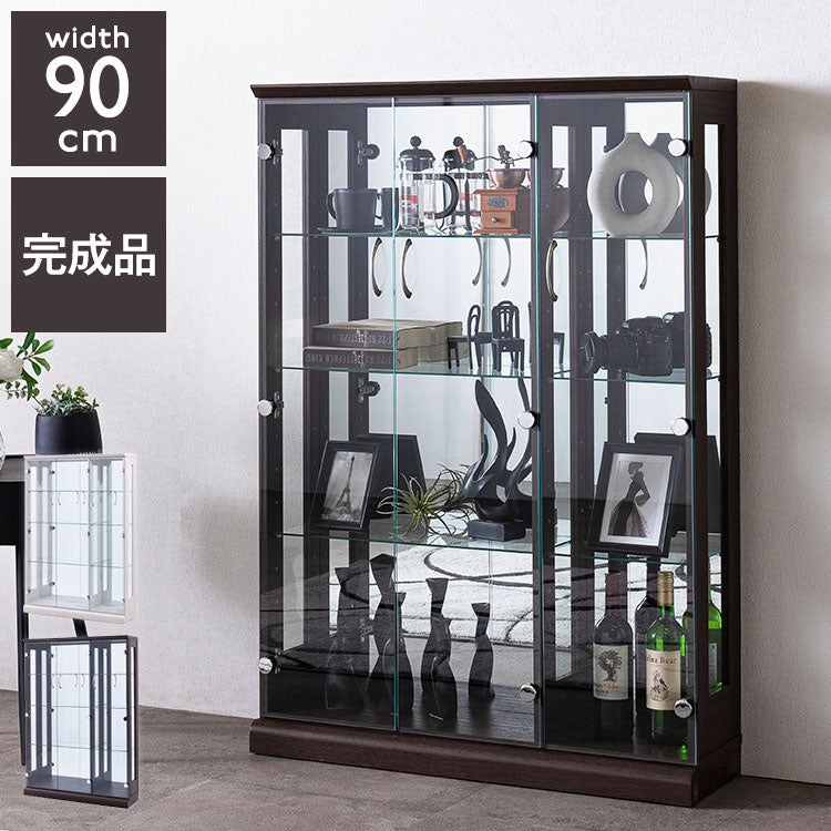 エステ90 コレクションラック 完成品 幅90cm 高さ128cm 奥行25cm フィギュアケース コレクションケース ガラスケース ショーケース コレクションボード 飾り棚 ガラス棚 ディスプレイラック(代引不可)