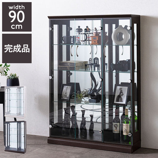 エステ90 コレクションラック 完成品 幅90cm 高さ128cm 奥行25cm フィギュアケース コレクションケース ガラスケース ショーケース コレクションボード 飾り棚 ガラス棚 ディスプレイラック(代引不可)