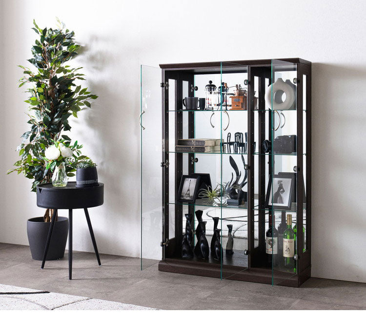 エステ90 コレクションラック 完成品 幅90cm 高さ128cm 奥行25cm フィギュアケース コレクションケース ガラスケース ショーケース コレクションボード 飾り棚 ガラス棚 ディスプレイラック(代引不可)