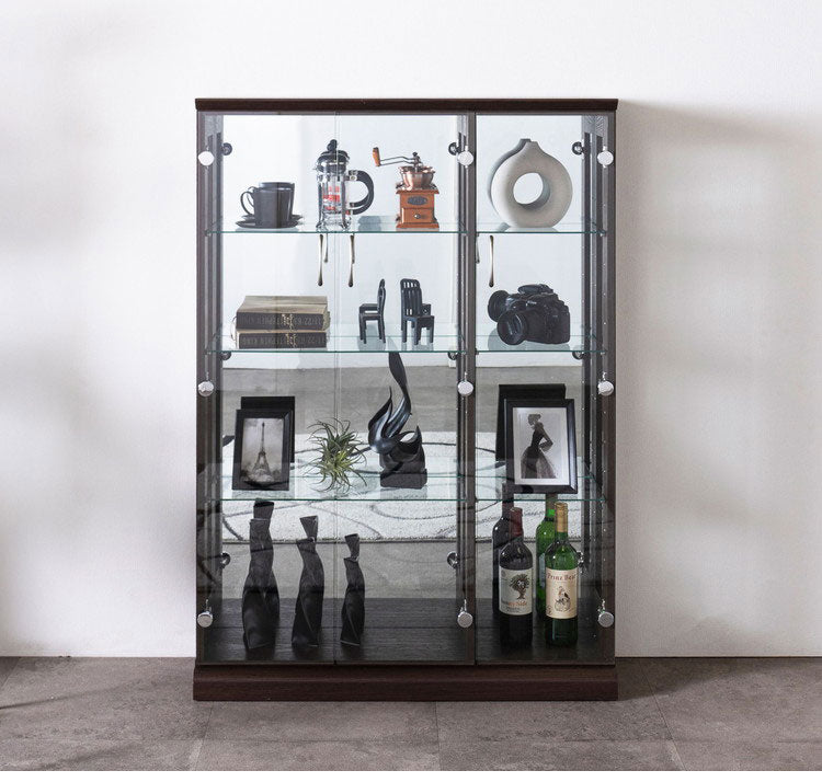 エステ90 コレクションラック 完成品 幅90cm 高さ128cm 奥行25cm フィギュアケース コレクションケース ガラスケース ショーケース コレクションボード 飾り棚 ガラス棚 ディスプレイラック(代引不可)