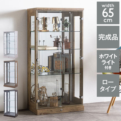 オリーブ65ロータイプ コレクションラック 縦型ホワイトライト付タイプ 完成品 幅64cm 高さ129cm 奥行33cm フィギュア コレクションケース ガラスケース ショーケース コレクションボード ガラス棚(代引不可)