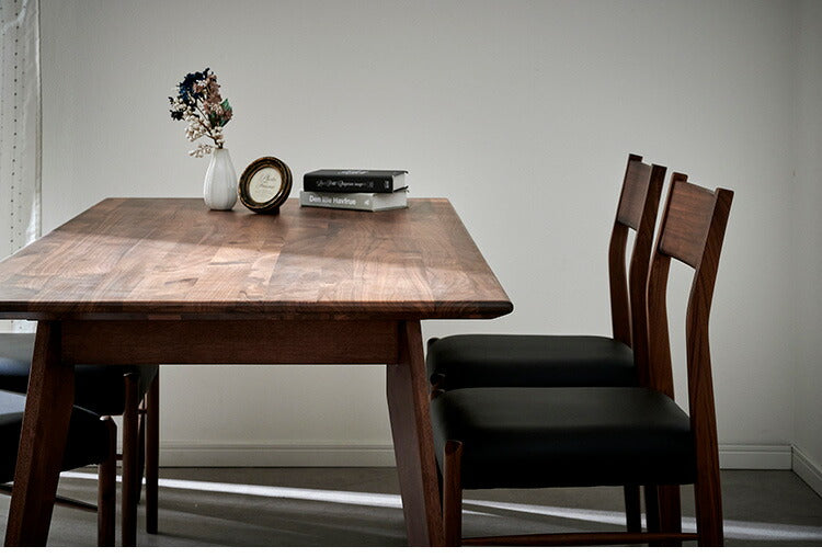 ダイニングテーブル 単品 幅165 ウォールナット無垢材 ブラック ナチュラル 4人掛け リビング テーブル ダイニング おしゃれ 北欧 モダン 食卓 テーブル 天然木(代引不可)