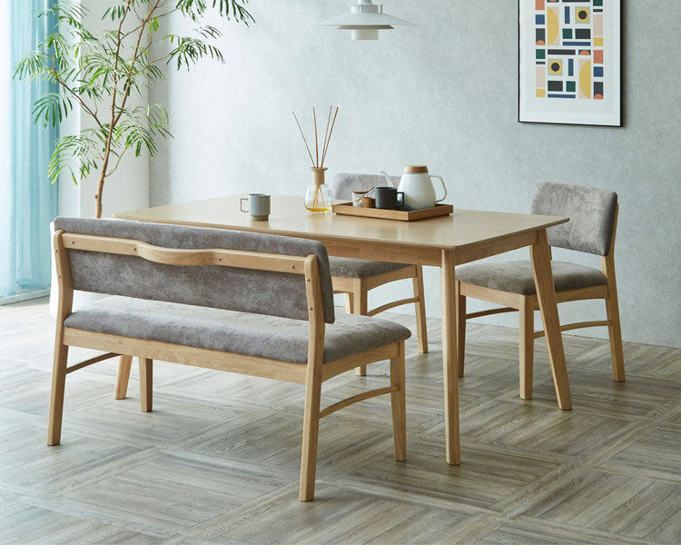 ダイニングテーブルセット 【開梱設置付き】 4点セット 150cm幅 背付きベンチ チェア2脚 ダイニングセット テーブル 4人掛け 天然木 取っ手付き チェア 北欧 モダン ナチュラル おしゃれ インテリア(代引不可)