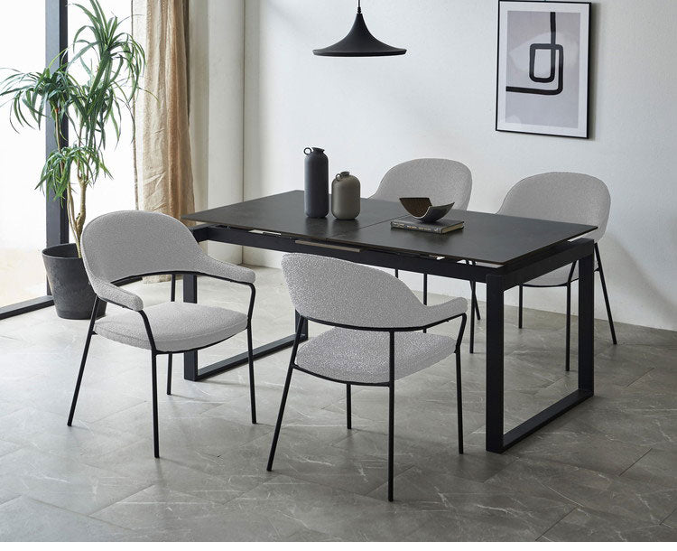 ダイニングチェア ジャーナル 2脚セット ブークレ調 椅子 イス チェア アイアン脚 モダン おしゃれ 北欧 デザインチェア 肘付き ラウンジチェア カフェ 肘掛け ファブリック 布地 1人掛け(代引不可)