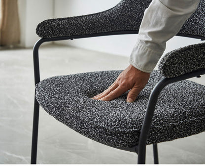 ダイニングチェア ジャーナル 2脚セット ブークレ調 椅子 イス チェア アイアン脚 モダン おしゃれ 北欧 デザインチェア 肘付き ラウンジチェア カフェ 肘掛け ファブリック 布地 1人掛け(代引不可)