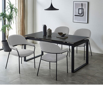 ダイニングテーブル 伸長式 セラミック 天板 150cm 180cm 4人 6人掛け 単品 伸縮 ダイニング テーブル セラミックテーブル 食卓 傷に強い 汚れに強い 耐熱 大理石調 モダン アイアン脚 グレー(代引不可)