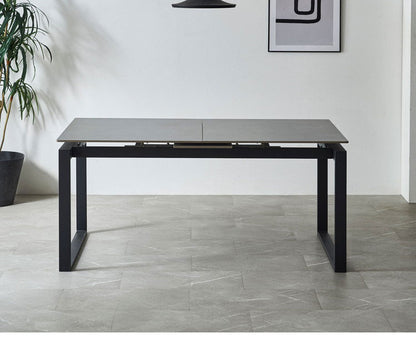 ダイニングテーブル 伸長式 セラミック 天板 150cm 180cm 4人 6人掛け 単品 伸縮 ダイニング テーブル セラミックテーブル 食卓 傷に強い 汚れに強い 耐熱 大理石調 モダン アイアン脚 グレー(代引不可)