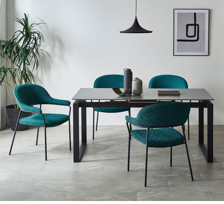 ダイニングテーブルセット 5点 4人掛け 伸長式 150cm 180cm 【開梱設置付き】 セラミックテーブル 伸縮 チェア4脚 ダイニングチェア 伸長式ダイニングセット ブークレ調 モダン おしゃれ 耐熱(代引不可)