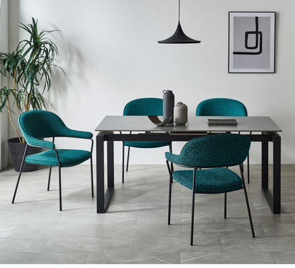 ダイニングテーブルセット 5点 4人掛け 伸長式 150cm 180cm 【開梱設置付き】 セラミックテーブル 伸縮 チェア4脚 ダイニングチェア 伸長式ダイニングセット ブークレ調 モダン おしゃれ 耐熱(代引不可)