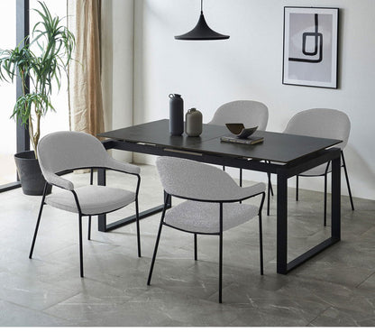 ダイニングテーブルセット 5点 4人掛け 伸長式 150cm 180cm 【開梱設置付き】 セラミックテーブル 伸縮 チェア4脚 ダイニングチェア 伸長式ダイニングセット ブークレ調 モダン おしゃれ 耐熱(代引不可)