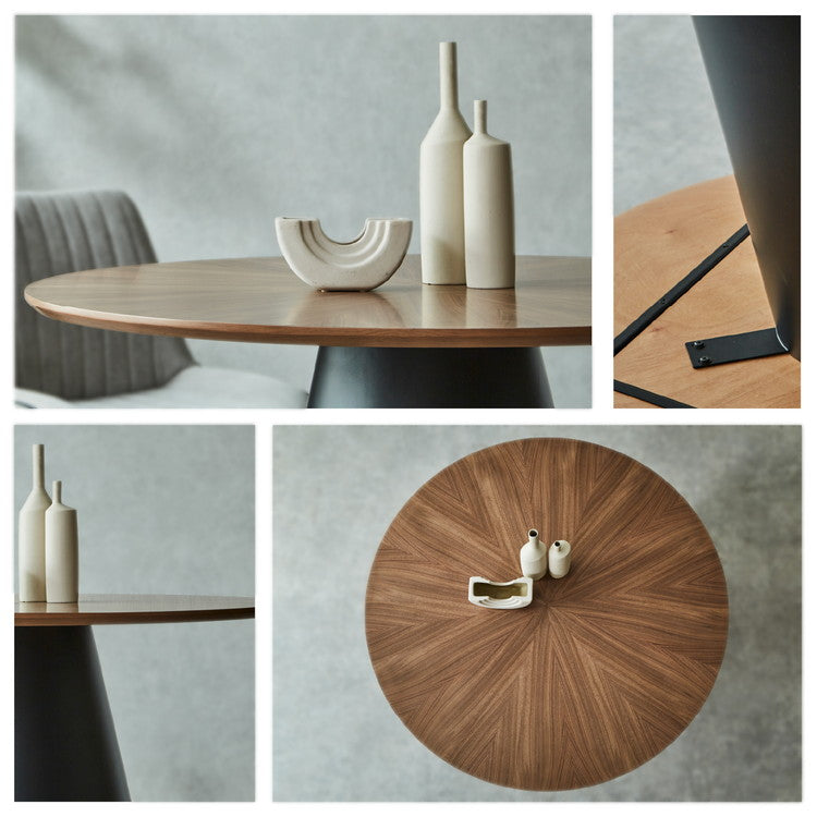 ダイニングテーブル クルーガー 幅120cm 円形 丸型 正方形 オーク ウォールナット 突板 コンクリート調 4人掛け アイアン脚 デザインテーブル モダン スタイリッシュ おしゃれ カフェ風 食卓 作業台(代引不可)