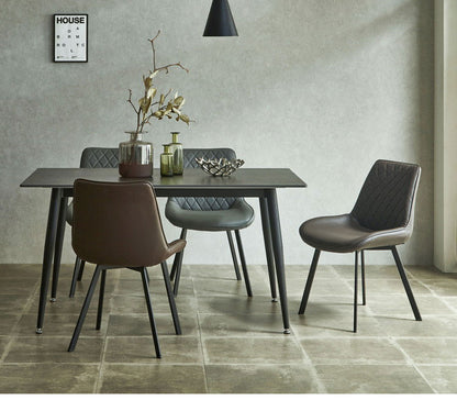 ダイニングセット 5点 4人掛け セラミックテーブル 【開梱設置付き】 140cm幅 チェア 4脚 PUレザー 合成皮革 アイアン脚 モダン スタイリッシュ 耐傷 耐熱 耐汚 石目調 4人用 おしゃれ 食卓セット(代引不可)