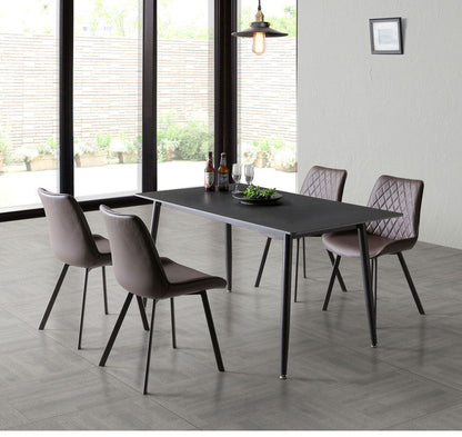 ダイニングセット 5点 4人掛け セラミックテーブル 【開梱設置付き】 140cm幅 チェア 4脚 PUレザー 合成皮革 アイアン脚 モダン スタイリッシュ 耐傷 耐熱 耐汚 石目調 4人用 おしゃれ 食卓セット(代引不可)