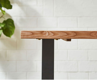 ダイニングテーブル 180cm幅 単品 一枚板風 耳付き オーク ウォールナット 天然木 突板 木目 4人掛け 4人用 モダン おしゃれ 北欧 鉄脚 アイアン レトロ シャカ テーブル 机 インテリア(代引不可)