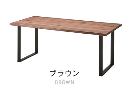ダイニングテーブル 180cm幅 単品 一枚板風 耳付き オーク ウォールナット 天然木 突板 木目 4人掛け 4人用 モダン おしゃれ 北欧 鉄脚 アイアン レトロ シャカ テーブル 机 インテリア(代引不可)