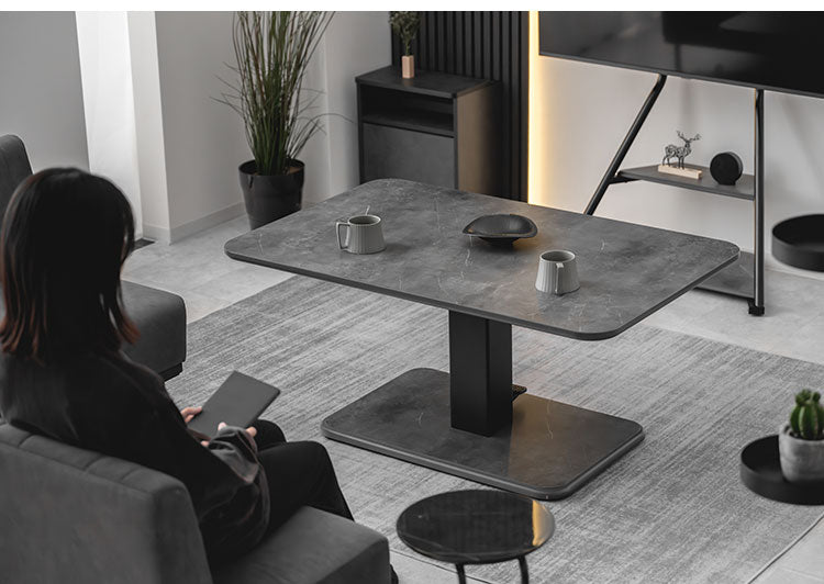 昇降式センターテーブル 120×74.5cm 無段階 ペダル式昇降 高さ50~70cm