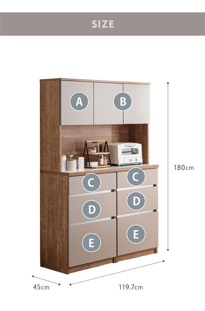 食器棚 キッチン収納 幅120cm 高さ180cm 奥行45cm 開梱設置付き ハイタイプ 大容量 国産 完成品 大川家具 日本製 キッチンボード 収納 ホワイト ブラウン 木目 ダイニング フルオープンレール 北欧(代引不可)